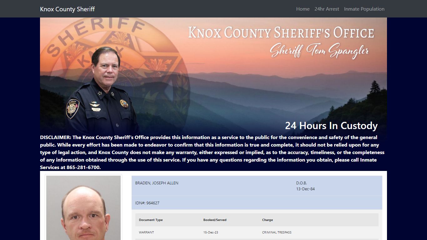 Knox County Tennessee - Sheriff - 24 Hour Arrests