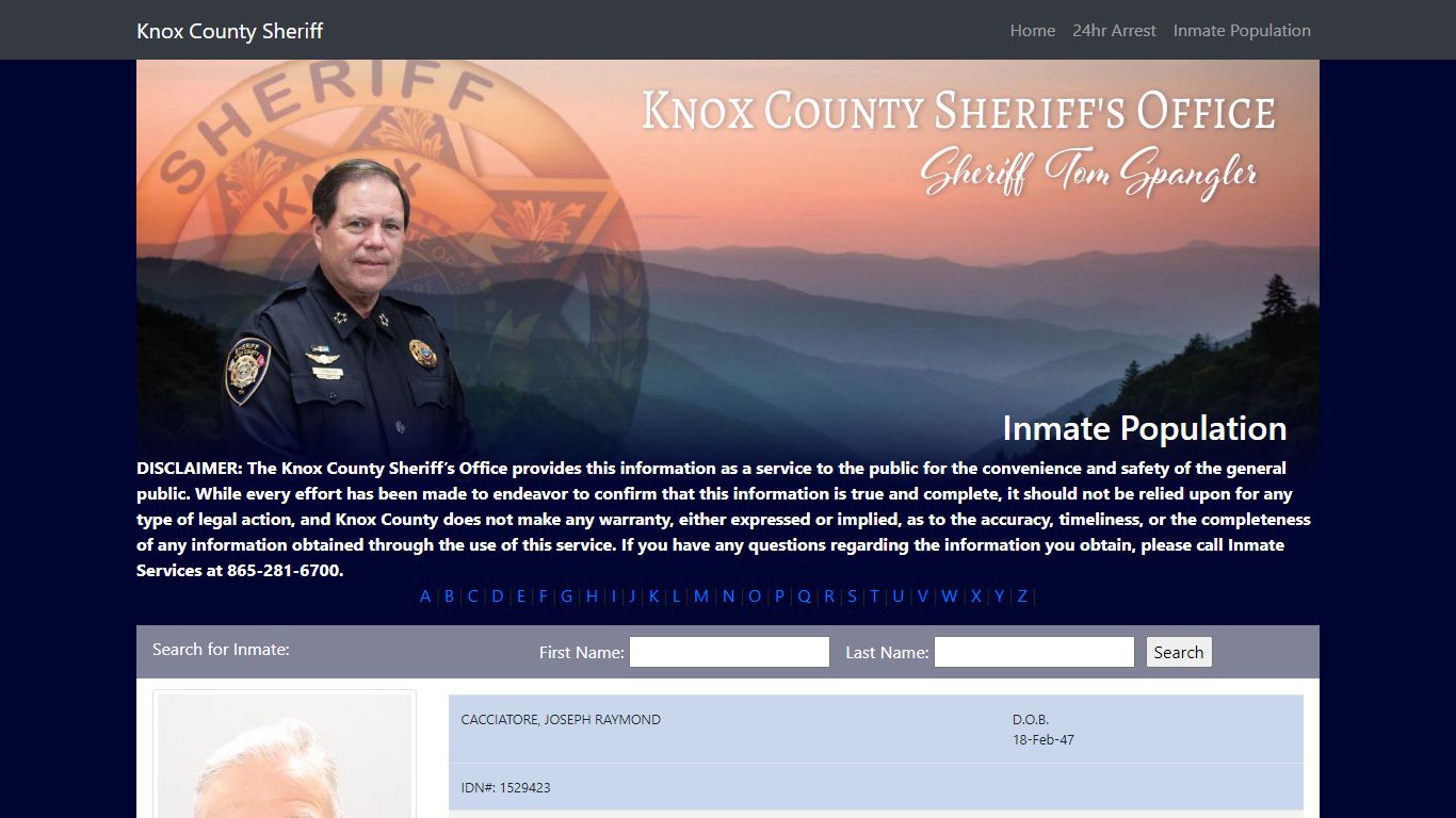 Knox County Tennessee - Sheriff - Inmate Population